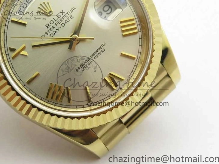 MiroTime 0220 Day-Date 40mm 228239 BP New Dial Version 904 YG Silver Roman Markers Dial on SS President Bracelet A Popular 2806